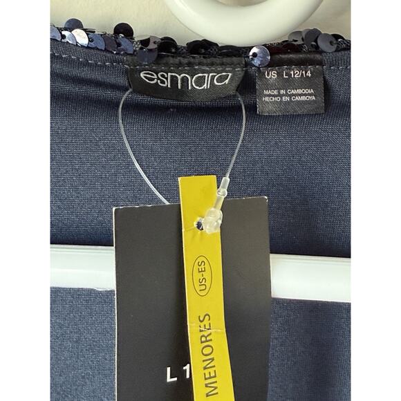 NEW! Esmara Green Sequin Wrap Dress Size Large 12/14 Blue NWT - Picture 3 of 9